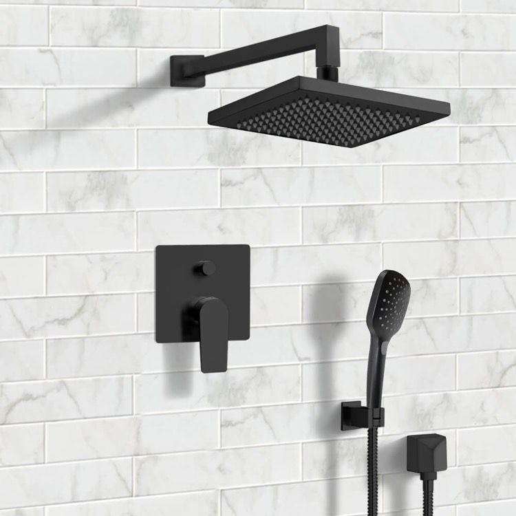 Shower Faucet, Remer SFH53, Matte Black Shower System with 8 Inch Rain Shower Head and Hand Shower